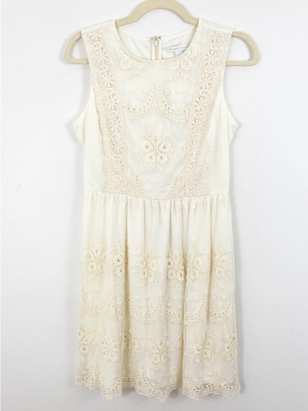 New York & Company Ivory Boho Romantic Lace Dress Size XL, EUC